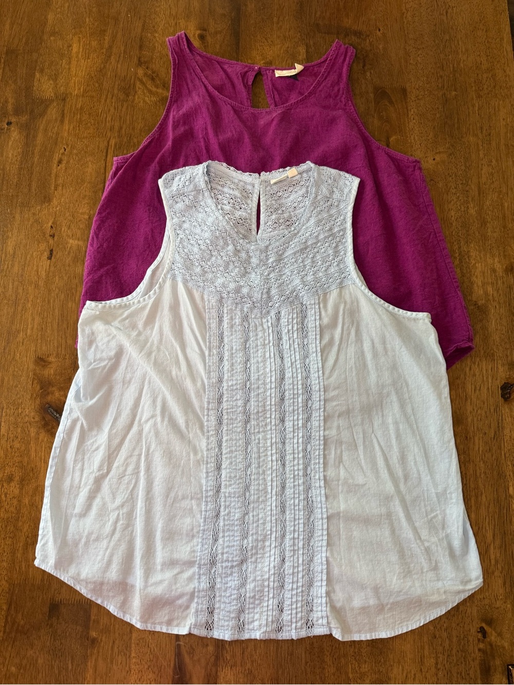 GAP Boho Lace Pintuck Tank & Universal Thread Linen Blend Top Lot Large XL